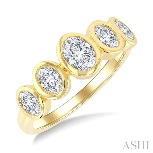 ASHI Oval Shape 5 Stone Bezel Set Diamond Band 378X1PPFGYG