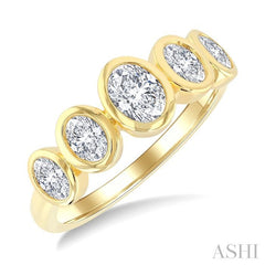 ASHI Oval Shape 5 Stone Bezel Set Diamond Band 378X1PPFGYG