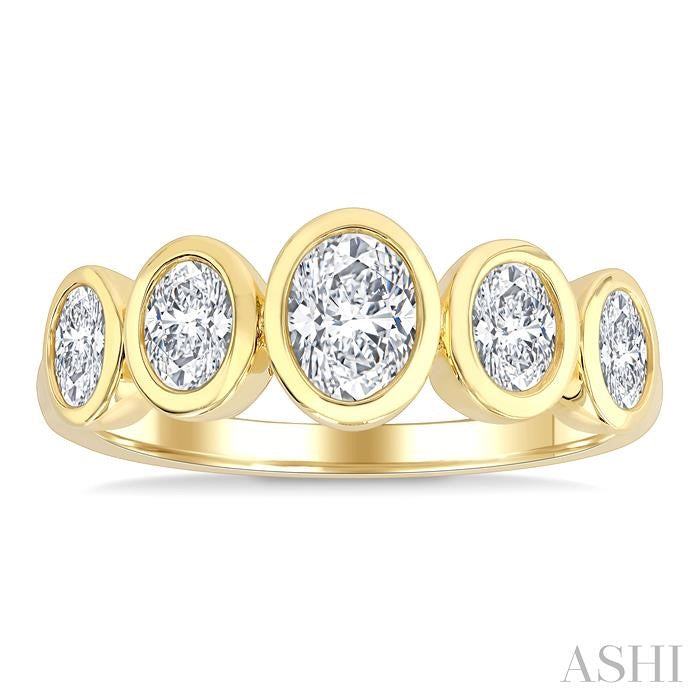 ASHI Oval Shape 5 Stone Bezel Set Diamond Band 378X1PPFGYG