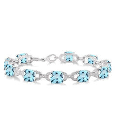 Parkplace Jewelers Silver Cushion Shape Gemstone & Diamond Bracelet 85559PPSSBTSLTB