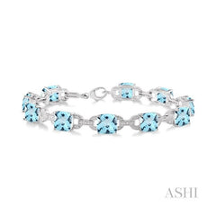 ASHI Silver Cushion Shape Gemstone & Diamond Bracelet 85559PPSSBTSLTB