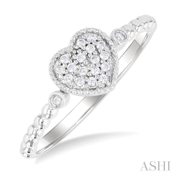 ASHI Bead Heart Shape Petite Diamond Fashion Ring 385M8PPTSWG-HT
