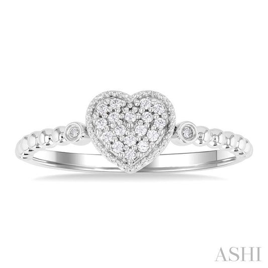 ASHI Bead Heart Shape Petite Diamond Fashion Ring 385M8PPTSWG-HT