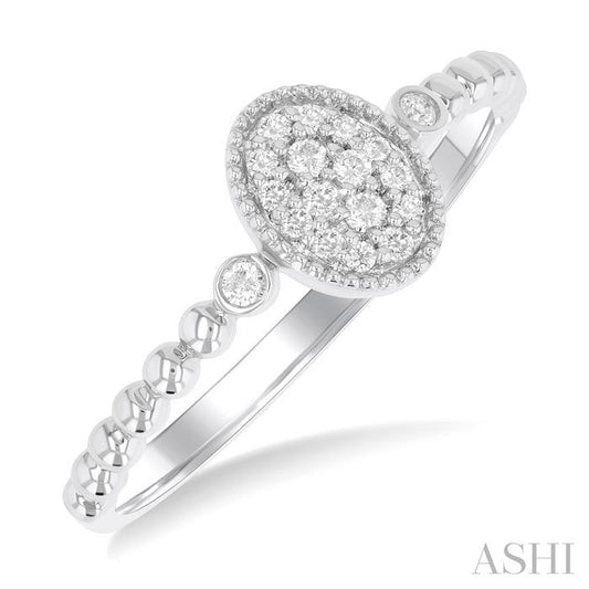 ASHI Bead Oval Shape Petite Diamond Fashion Ring 385M8PPTSWG-OV