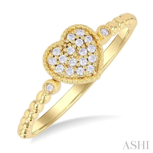 ASHI Bead Heart Shape Petite Diamond Fashion Ring 385M8PPTSYG-HT