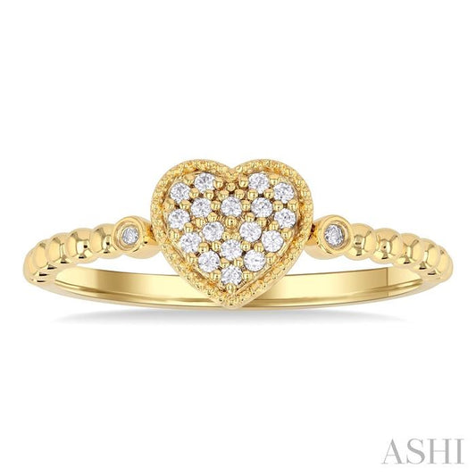 ASHI Bead Heart Shape Petite Diamond Fashion Ring 385M8PPTSYG-HT