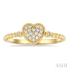ASHI Bead Heart Shape Petite Diamond Fashion Ring 385M8PPTSYG-HT