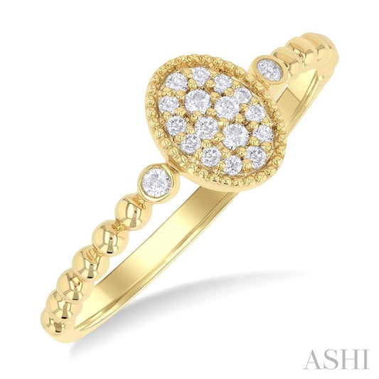 ASHI Bead Oval Shape Petite Diamond Fashion Ring 385M8PPTSYG-OV