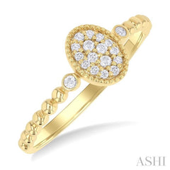 ASHI Bead Oval Shape Petite Diamond Fashion Ring 385M8PPTSYG-OV