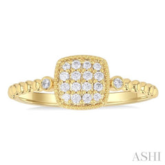 ASHI Bead Cushion Shape Petite Diamond Fashion Ring 385M8PPTSYG-SQ