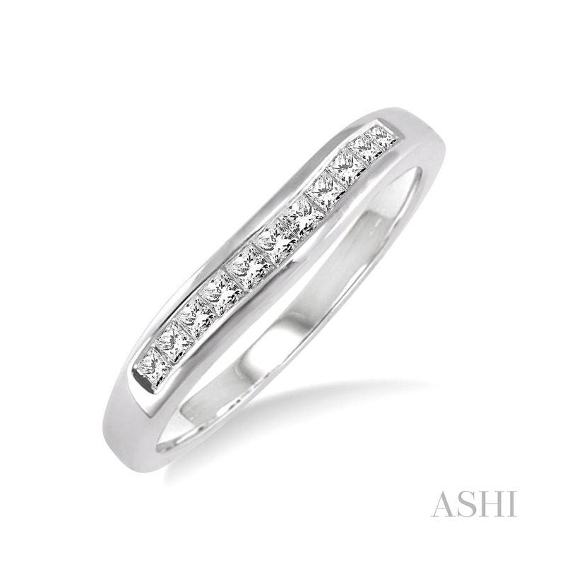 ASHI Channel Set Curved Diamond Wedding Band 35226PPFHWG