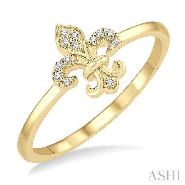 ASHI Stackable Fleur De Lis Petite Diamond Fashion Ring 386E9PPTSYG