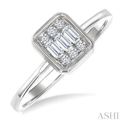 ASHI Emerald Shape Bezel Set Petite Fusion Diamond Fashion Ring 386L8PPTGWG-OC