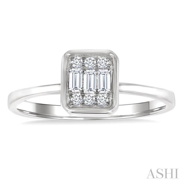 ASHI Emerald Shape Bezel Set Petite Fusion Diamond Fashion Ring 386L8PPTGWG-OC
