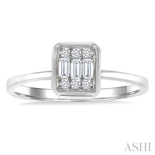 ASHI Emerald Shape Bezel Set Petite Fusion Diamond Fashion Ring 386L8PPTGWG-OC