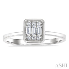 ASHI Emerald Shape Bezel Set Petite Fusion Diamond Fashion Ring 386L8PPTGWG-OC