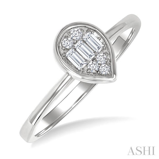 ASHI Pear Shape Bezel Set Petite Fusion Diamond Fashion Ring 386L8PPTGWG-PR