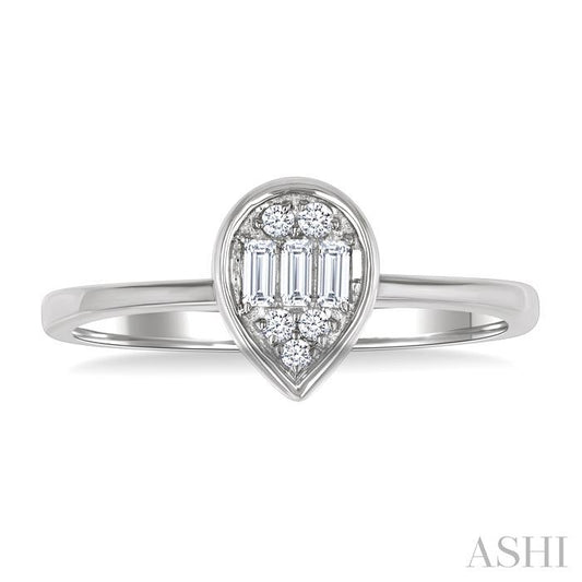 ASHI Pear Shape Bezel Set Petite Fusion Diamond Fashion Ring 386L8PPTGWG-PR