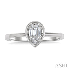 ASHI Pear Shape Bezel Set Petite Fusion Diamond Fashion Ring 386L8PPTGWG-PR