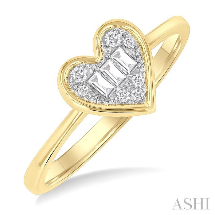 ASHI Heart Shape Bezel Set Petite Fusion Diamond Fashion Ring 386L8PPTGYG-HT