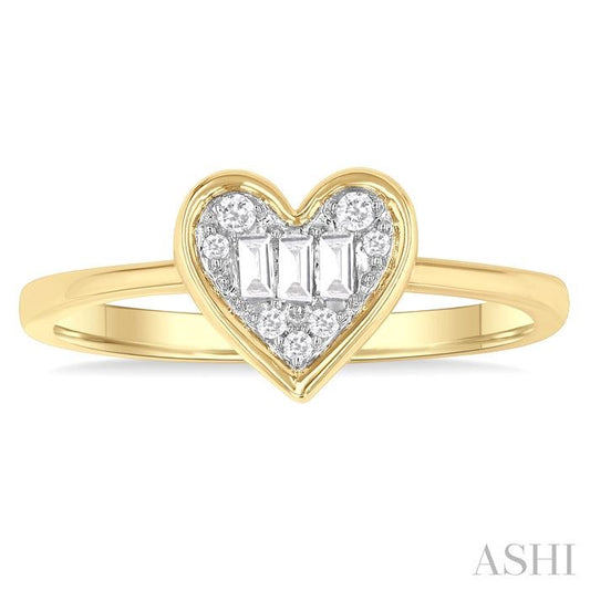ASHI Heart Shape Bezel Set Petite Fusion Diamond Fashion Ring 386L8PPTGYG-HT