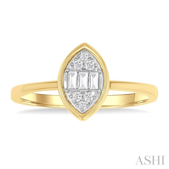 ASHI Marquise Shape Bezel Set Petite Fusion Diamond Fashion Ring 386L8PPTGYG-MQ