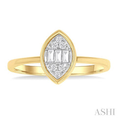 ASHI Marquise Shape Bezel Set Petite Fusion Diamond Fashion Ring 386L8PPTGYG-MQ