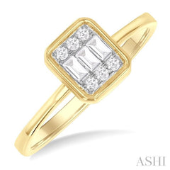 ASHI Emerald Shape Bezel Set Petite Fusion Diamond Fashion Ring 386L8PPTGYG-OC