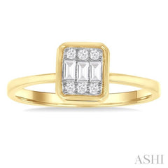 ASHI Emerald Shape Bezel Set Petite Fusion Diamond Fashion Ring 386L8PPTGYG-OC