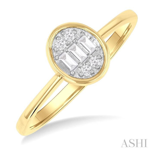 ASHI Oval Shape Bezel Set Petite Fusion Diamond Fashion Ring 386L8PPTGYG-OV