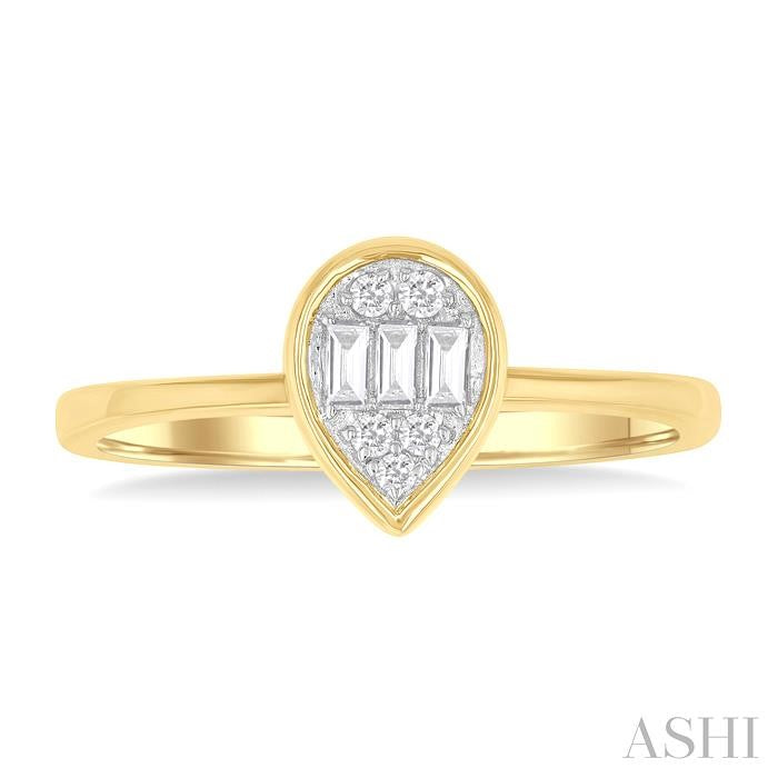 ASHI Pear Shape Bezel Set Petite Fusion Diamond Fashion Ring 386L8PPTGYG-PR