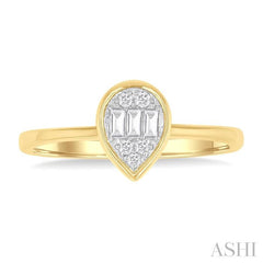 ASHI Pear Shape Bezel Set Petite Fusion Diamond Fashion Ring 386L8PPTGYG-PR