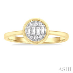 ASHI Round Shape Bezel Set Petite Fusion Diamond Fashion Ring 386L8PPTGYG-RD