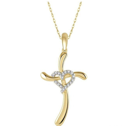 Parkplace Jewelers Cross & Heart Shape Diamond Pendant 961A9PPTSPDYG