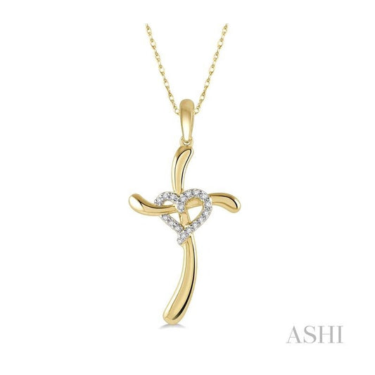 ASHI Cross & Heart Shape Diamond Pendant 961A9PPTSPDYG