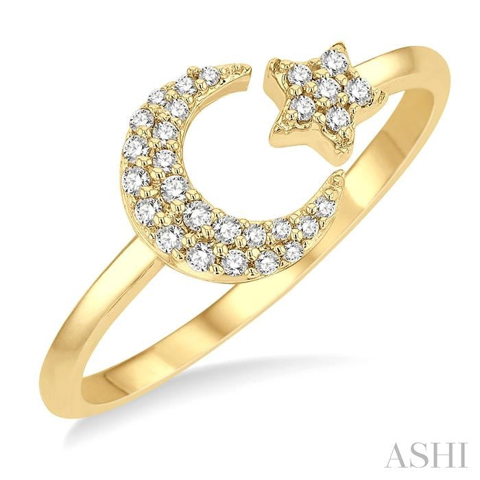 ASHI Stackable Crescent Moon & Star Petite Diamond Fashion Ring 387H8PPTSYG