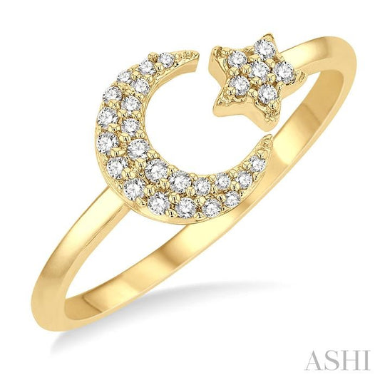 ASHI Stackable Crescent Moon & Star Petite Diamond Fashion Ring 387H8PPTSYG