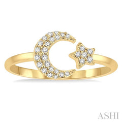 ASHI Stackable Crescent Moon & Star Petite Diamond Fashion Ring 387H8PPTSYG