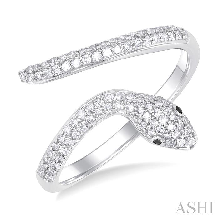 ASHI Snake Petite Black Diamond Fashion Open Ring 387K5PPTSWG