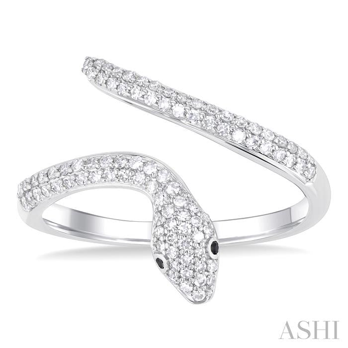 ASHI Snake Petite Black Diamond Fashion Open Ring 387K5PPTSWG