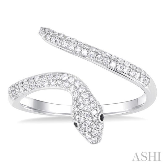 ASHI Snake Petite Black Diamond Fashion Open Ring 387K5PPTSWG