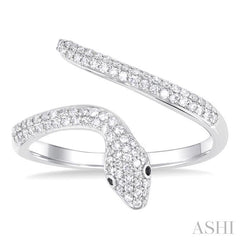 ASHI Snake Petite Black Diamond Fashion Open Ring 387K5PPTSWG