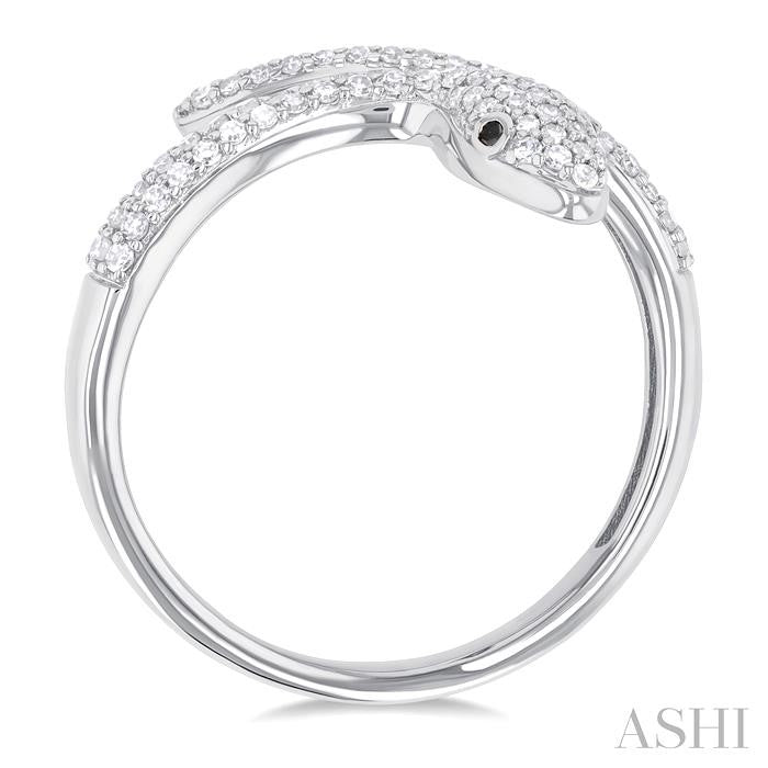 ASHI Snake Petite Black Diamond Fashion Open Ring 387K5PPTSWG