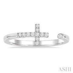 ASHI Cross Petite Diamond Fashion Open Ring 387L8PPTGWG