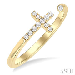 ASHI Cross Petite Diamond Fashion Open Ring 387L8PPTGYG