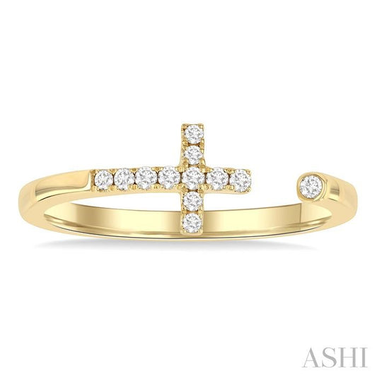 ASHI Cross Petite Diamond Fashion Open Ring 387L8PPTGYG