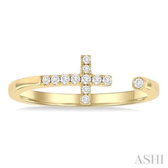 ASHI Cross Petite Diamond Fashion Open Ring 387L8PPTGYG