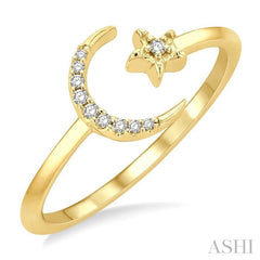 ASHI Stackable Crescent Moon & Star Petite Diamond Fashion Ring 388H9PPTSYG