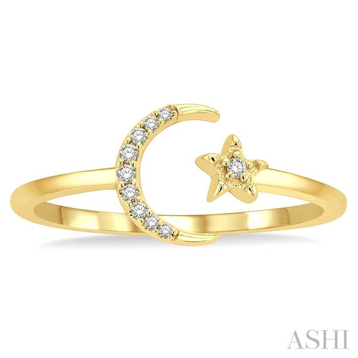 ASHI Stackable Crescent Moon & Star Petite Diamond Fashion Ring 388H9PPTSYG