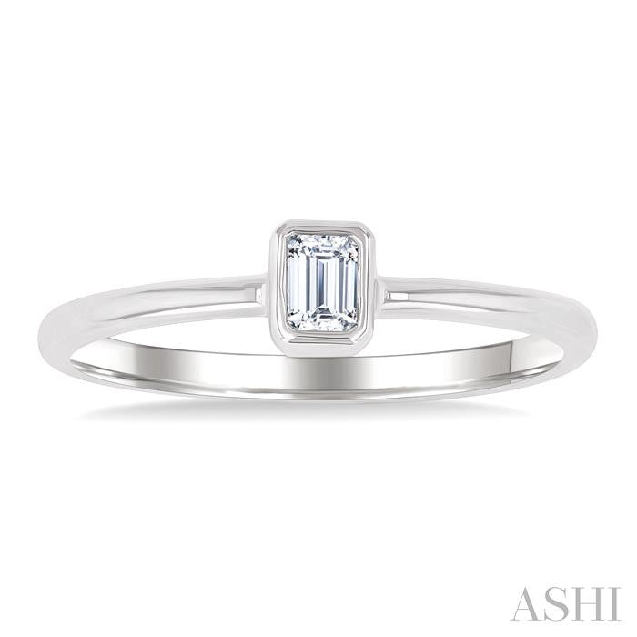 ASHI Emerald Shape Bezel Set Petite Diamond Fashion Ring 389K8PPTGWG-OC